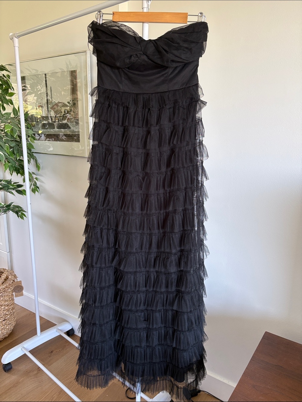 Hello Molly Black Strapless Ruffle Tulle Gown